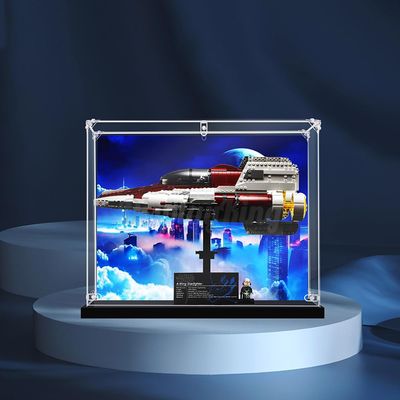 Acrylic Display case with Screw for A-Wing Starfighter 75275 (Model Set is not Included) (with Theme Background)