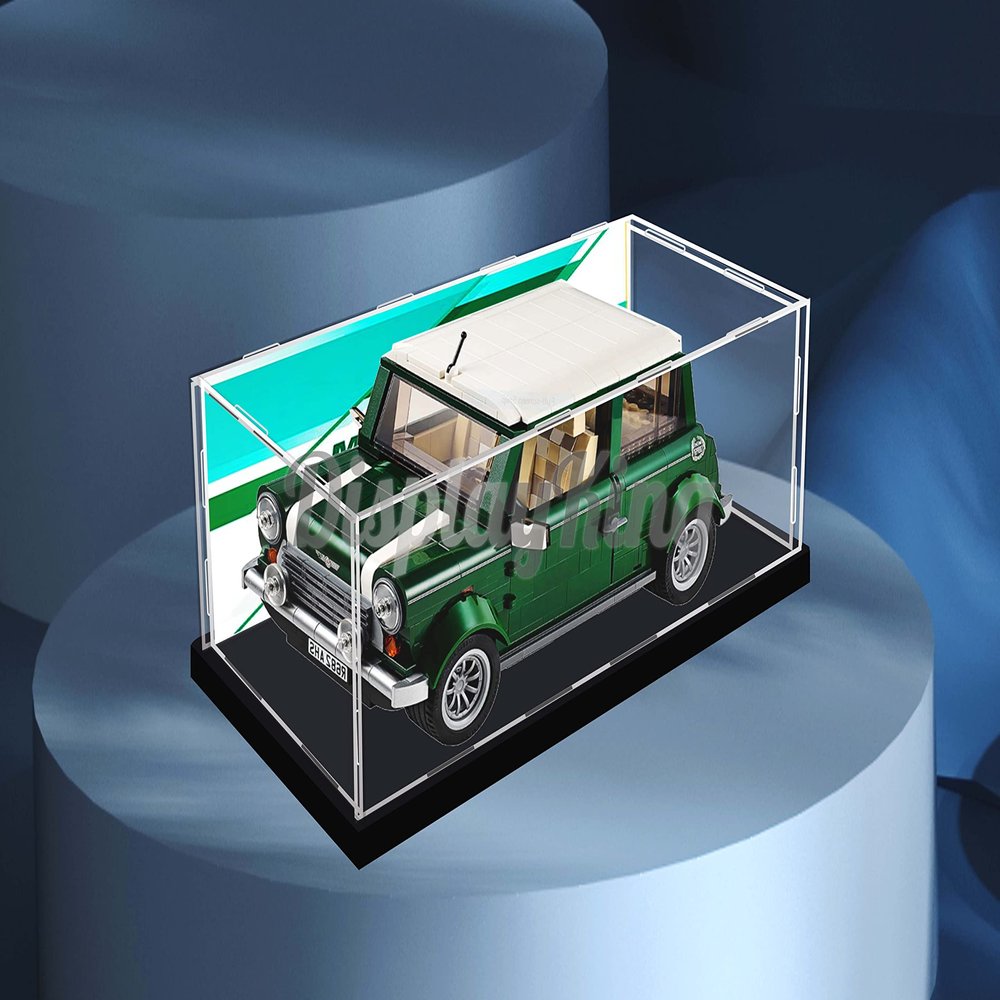 Acrylic Display case Compatible with Mini Cooper 10242 (Model Set is not Included) (with Theme Background)