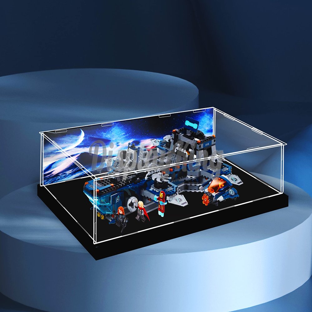 Acrylic Display case Compatible with Avengers Helicarrier 76153 (Model Set is not Included) (with Theme Background)