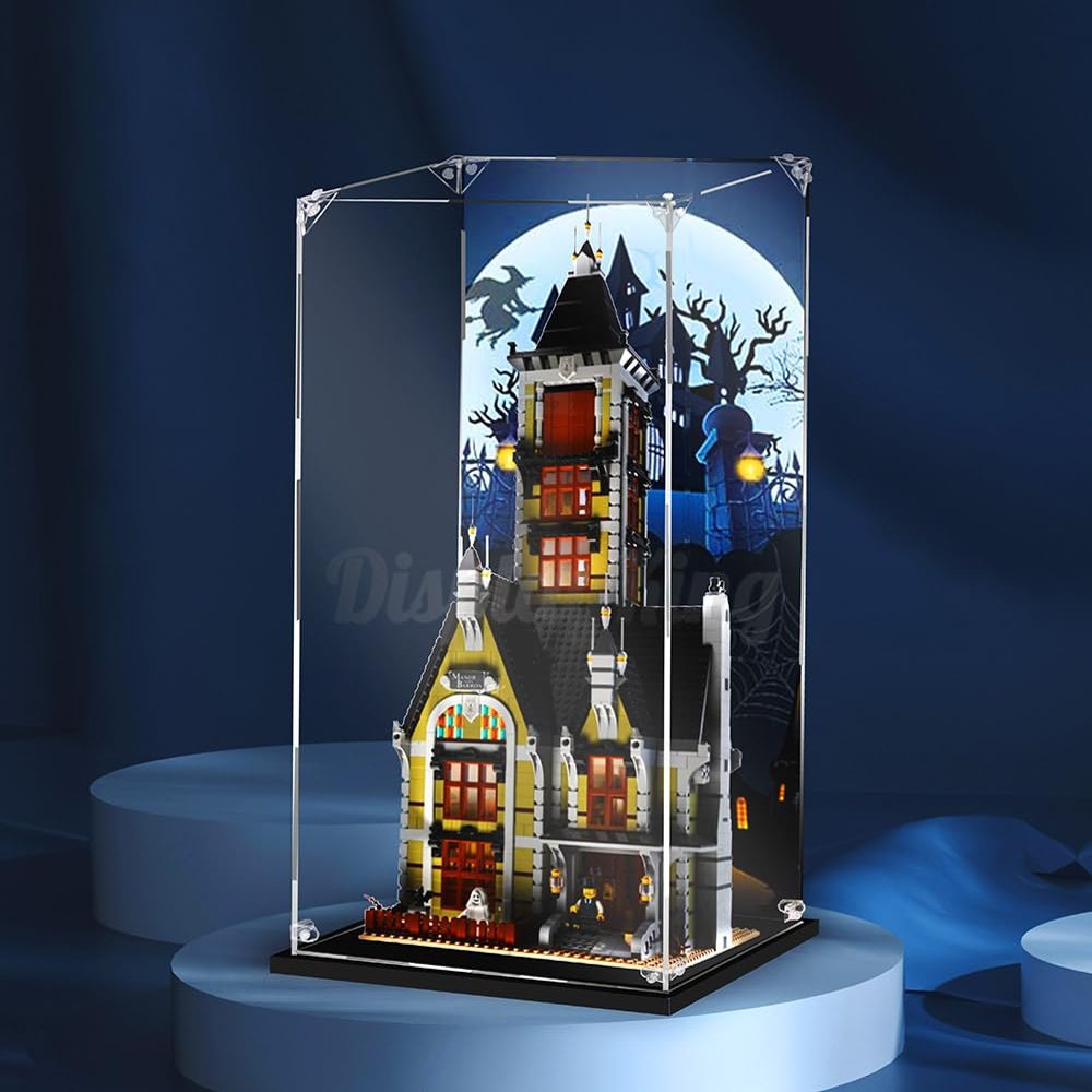 Acrylic Display case with Screw for Haunted House 10273 (Model Set is not Included) (with Theme Background)