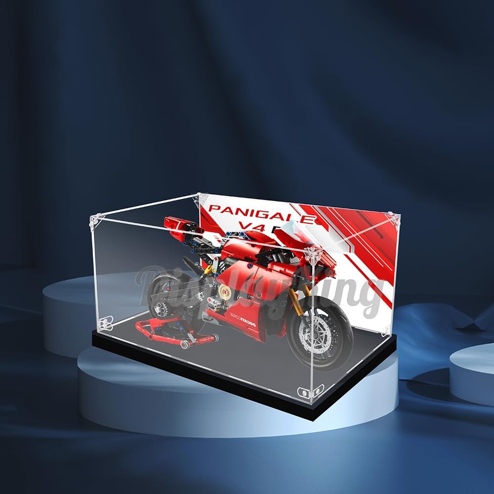 Acrylic Display case Compatible with Screw for Ducati Panigale V4 R 42107 (Model Set is not Included) (with Theme Background)