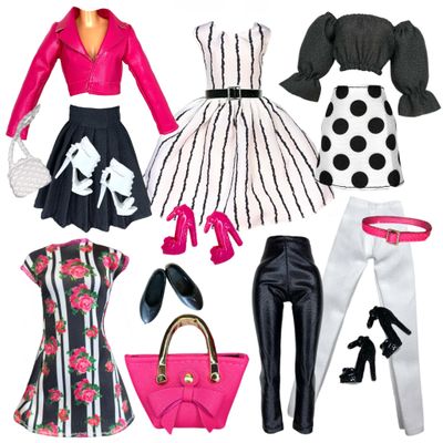 Eledoll Clothes Deluxe Fashion Pack for 11.5 inch Doll Boss Lady III Elegant Fuchsia Pink Leather Jacket Set
