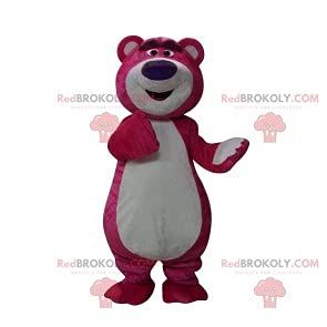 SPOTSOUND REDBROKOLY Mascot fuchsia bear with a big purple muzzle