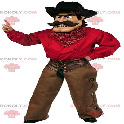 SPOTSOUND Cowboy REDBROKOLY Mascot with a traditional outfit and a hat