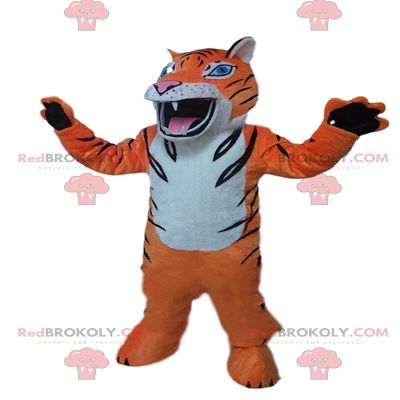 Fierce tiger REDBROKOLY Mascot, feline costume, tabby disguise