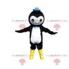 SPOTSOUND Black and white penguin REDBROKOLY Mascot with a blue hat view 1