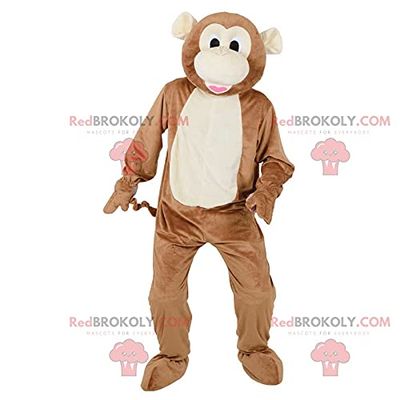 SPOTSOUND Brown and white monkey REDBROKOLY Mascot