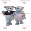 2 gray teddy bear REDBROKOLY Mascots, bear costumes, teddy bear couple view 1