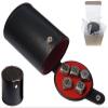 Cyber-Deals Set of Dice Cup Black PU Leather with Storage Compartment Red Felt Lined + 16mm Zinc Alloy Metal Dice, Gift Boxed (Antique Tin, Black) view 1