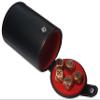 Set of Dice Cup Black PU Leather with Storage Compartment Red Felt Lined + 16mm Zinc Alloy Metal Dice, Gift Boxed (Antique Copper, Black) view 2