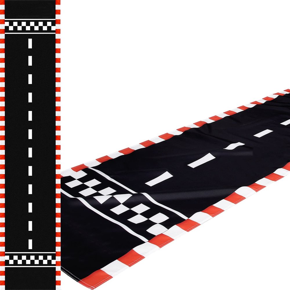 10 Feet Race Car Party Supplies, Racetrack Floor Runner Decorations, Long Racetrack Floor Running Mat Race Car Table Cloths for Racing Birthday Party Games Sport Event Festivals Decorations