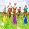 Sumind 40 Pcs Carnival Outdoor Games, 6 Pack 25x40 Burlap Potato Sack Race Bags for Kids Adults, Egg Spoon 3 Legged Race Bands Ring Toss Cones for Field Day Family Reunion Lawn Easter Games view 3