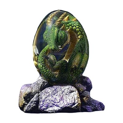 Prevessel Lava Dragon Egg Ornaments, Crystal Dragon Egg with Display Base Sculpture Display Paperweight Desktop Decor