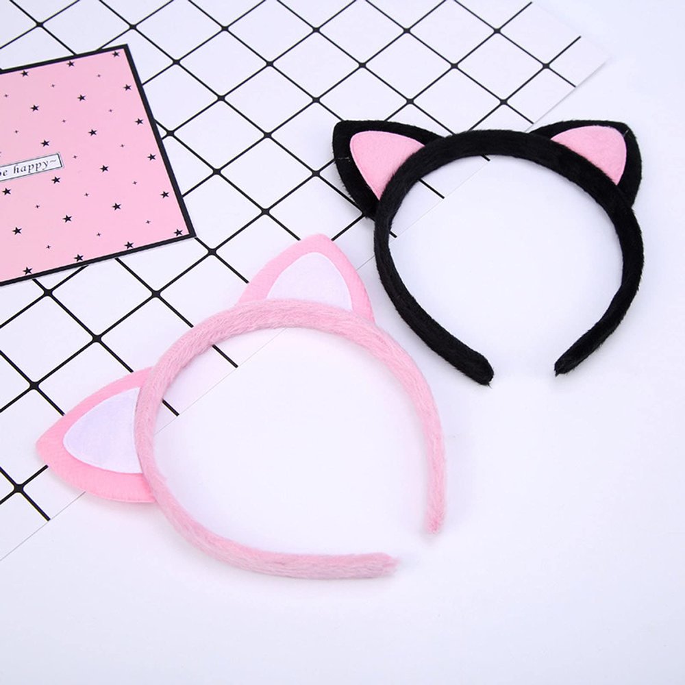 2 Pack 4.1"x5.1"(small), Cat Ears Hairband Cosplay Accessories Halloween Party Masquerade Party Hairbands for Girls