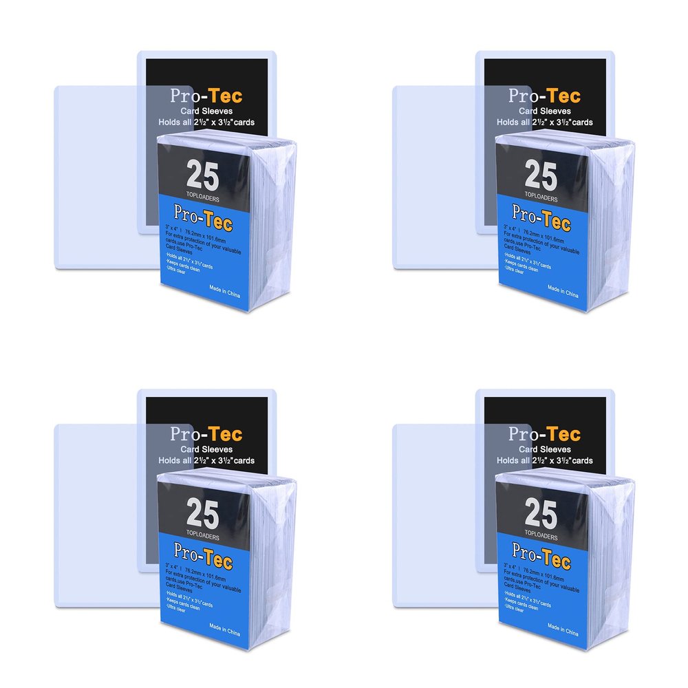 (100 Pack) 4 25 Pack Topload Card Holder 35PT Toploaders Cards Trading Card Sleeves for Baseball Football Basketball Hockey Golf 3" x 4" Clear