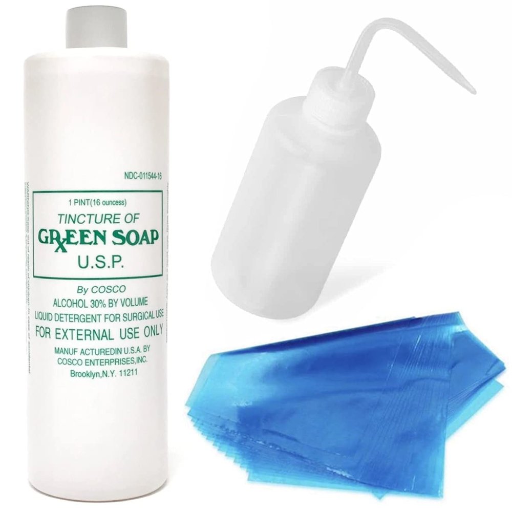 16oz Cosco Green Soap Pack w/ 8oz Squeeze Bottle & 20 Bottle Covers (16oz)
