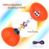 Diabolo Yoyo Pro Triple Bearing Chinese Yoyo, 5 Chinese Yoyo Diabolo Toy for Adult Kids, Orange Diabolo Big Diabolo Yoyo with 2 Carbon Sticks, 2 Strings, 1 Drawstring Bag view 3