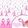 35 Pieces Breast Cancer Pink Pennant Banners Hanging Signs 9.8 Feet Breast Cancer Awareness Hope Faith Strength Courage Ribbon Banner and Swirl Decorations for Women Birthday Party, 7.9 x 11.8 Inch view 3