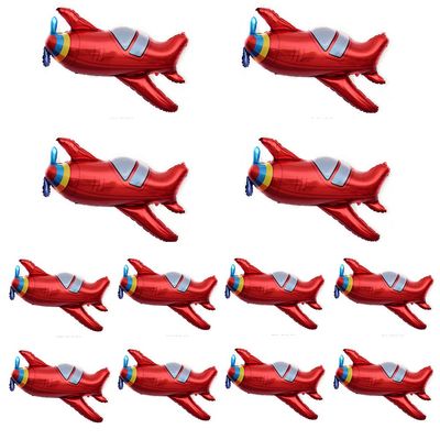 12 Pcs 2 Size Airplane Balloons 4 Pcs 38 inch Foil Balloon 8 Pcs 13 inch Small Balloon for Birthday Theme Party Decoration