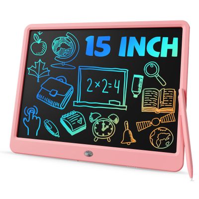 TEKFUN Teen Girl Gifts Ideas, 15inch LCD Writing Tablet for Kids Age 8-10 and Up, Doodle Board 4 5 6 7 Year Old Girl Toys, Mothdays Day Gifts Homeschool Supplies Easter Gifts for Adults(Pink)