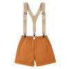 ODASDO Wild One Baby Boy Jungle Safari Zoo 1st First Birthday Cake Smash Outfit One Year Old Party Clothes Cotton Short Sleeve Romper Shorts Pants Y-back Suspenders Crown Headband 4pcs Set Brown 1T view 3