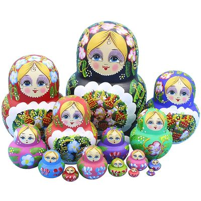 Russian Nesting Dolls 15-Piece Wooden Nesting Dolls Souvenir Matryoshka for Home Desktop Decoration Birthday (Color : A)