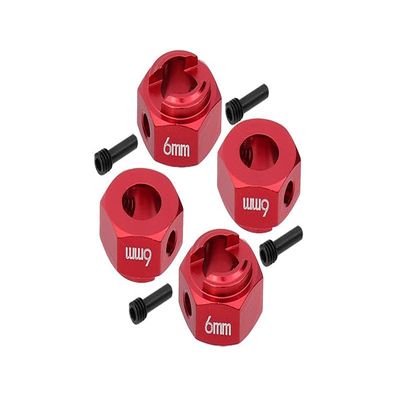 Axial 1/10 RBX10 Ryft 4WD Rock Bouncer Upgrade Parts Aluminum Hex Adapters 6mm Thick - 8Pc Set Red