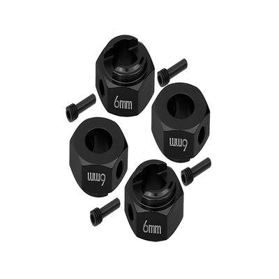 Axial 1/10 RBX10 Ryft 4WD Rock Bouncer Upgrade Parts Aluminum Hex Adapters 6mm Thick - 8Pc Set Black