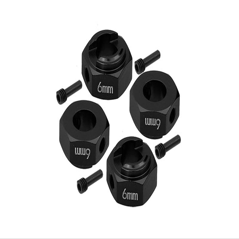 Axial 1/10 RBX10 Ryft 4WD Rock Bouncer Upgrade Parts Aluminum Hex Adapters 6mm Thick - 8Pc Set Black