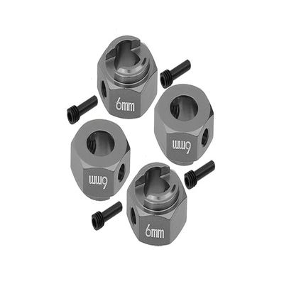Axial 1/10 RBX10 Ryft 4WD Rock Bouncer Upgrade Parts Aluminum Hex Adapters 6mm Thick - 8Pc Set Gray Silver