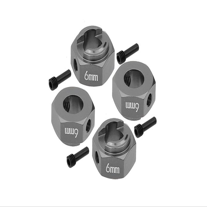 Axial 1/10 RBX10 Ryft 4WD Rock Bouncer Upgrade Parts Aluminum Hex Adapters 6mm Thick - 8Pc Set Gray Silver