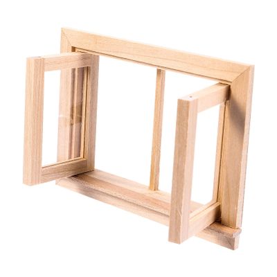 1pc Window Sliding Model Simulated Window Model Wooden Ornament Decorative Two Lattice Frame Decoration
