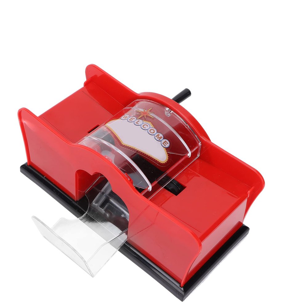FILFEEL Manual Card Shuffler, 12 Deck UNO Card Shuffler, Hand Crank Card Shuffler, for UNO, Poker, Phase 10, Skip-Bo, Blackjack, Cards Game, for Family Party Games(red)