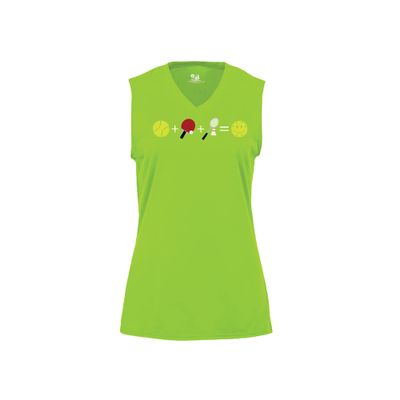 Pickleball Emoji Ladies Sleeveless T-Shirt