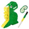 IMPRESA Dinosaur Pinata - Blindfold & Baton for Dino Party Games - 3-Lb Candy Capacity for Birthday Pinata - Vibrant Green Dino Design for Party Decoration - Green, Paper, Pack of 1 view 1