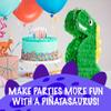 IMPRESA Dinosaur Pinata - Blindfold & Baton for Dino Party Games - 3-Lb Candy Capacity for Birthday Pinata - Vibrant Green Dino Design for Party Decoration - Green, Paper, Pack of 1 view 2
