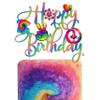 C L cooper life Tie Dye Happy Birthday Cake Topper - Gold, 1pc, 7.9 x 6.8 inches - Tie Dye Party Decoration for Carnival, Baby Shower, Birthday view 1