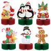 6 Pieces Christmas Table Decorations Honeycomb Centerpieces, Christmas 3D Honeycomb Table Decor, Santa Snowman Topper for Winter Holidays Dining Room Party Supplies Favors view 1