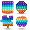 Enovoe Pop Fidget Toys - 4 Pack, Push Pop Toys for Kids and Adults 6.77 x 6.5 x 3.11 in - Rainbow Bubble Fidget Poppers - Fidget Shapes - Square Octagon Apple Puzzle view 1