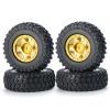 4Pcs 1.0" Beadlock Wheels with Rubber Tires for 1/24 Axial SCX24 AXI90081 AXI00001 AXI00002 RC Crawler Car (Gold) view 1