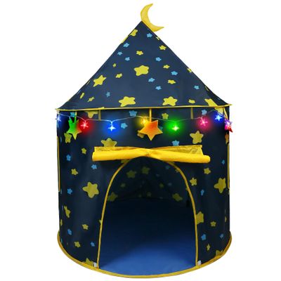 LotFancy Play Tent for Boys, with Star Lights and Storage Carrying Bag, Pop Up Play Tent House for Kids Toddlers, Indoor and Outdoor Use, Foldable, Portable, Blue