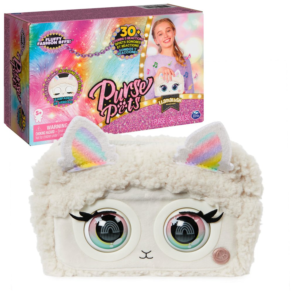 Purse Pets, Llamalush Interactive Pet Toy & Crossbody Kids Purse with over 30 Sounds and Reactions, Shoulder Bag for Girls, Trendy Tween Gifts