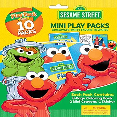 Bendon Sesame Street Mini Play Packs Goody Bag | Sesame Party Favors Goodie Bags | Includes Coloring Book, 2 Mini Crayons, and a Sticker | 10-Pack | Officially Licensed