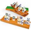 Queensell Domino Holders for Classic Board Games - Wooden Domino Racks Set of 4 - Mexican Train Dominoes Accessories - Domino Trays for Tiles Family Games (Large) view 1