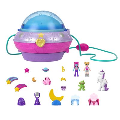 Polly Pocket Dolls and Accessories, Compact with 2 Micro Dolls, 15 Toy Pieces and 1 Fashion Piece, Double Play Space