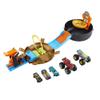 Hot Wheels Toy Monster Trucks Playset, Tire-Shaped Case Transforms into Race Course, 3 Trucks & 4 Cars in 1:64 Scale, Stunt Tire (Amazon Exclusive) view 1