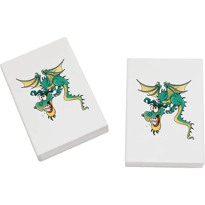 Azeeda 2 x 45mm 'Flying Green Dragon' Erasers/Rubbers (ER00028358)