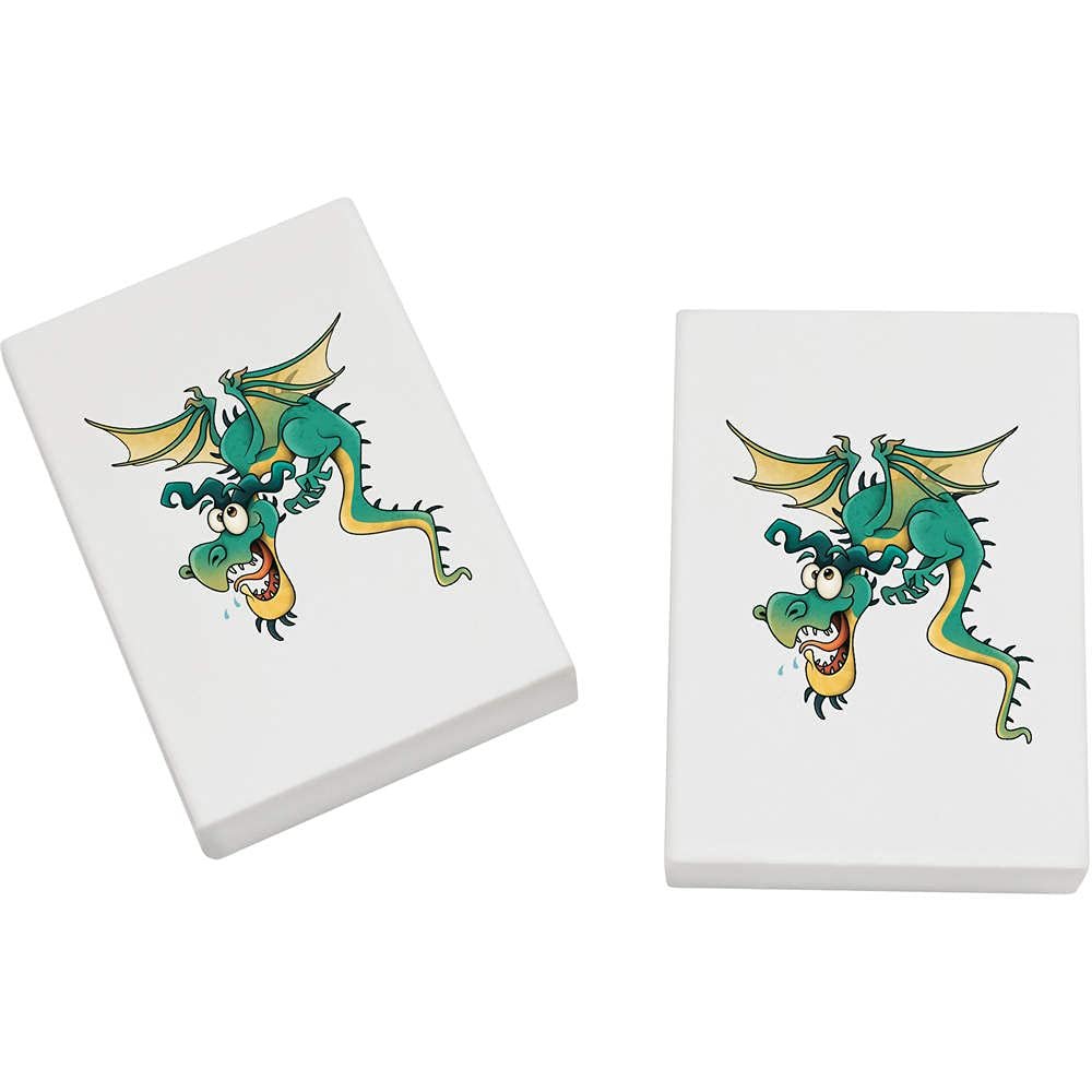 Azeeda 2 x 45mm 'Flying Green Dragon' Erasers/Rubbers (ER00028358)