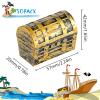 32 Pieces Mini Pirate Treasure Chests 2.3 Inch Plastic Treasure Chests with a Gold Finish Vintage Pirate Jewelry Box for Halloween Birthday Christmas Party Favors Trinkets Supplies for Boys Girls view 2