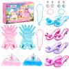 DISHIO Girls Princess Dress Up Shoes and Jewelry Boutique Upgraded Princess Shoes and Accessories with 4 Pair of Princess Play Shoes and Jewelry Set for Toddlers Little Girls Aged 3 4 5 6 view 1